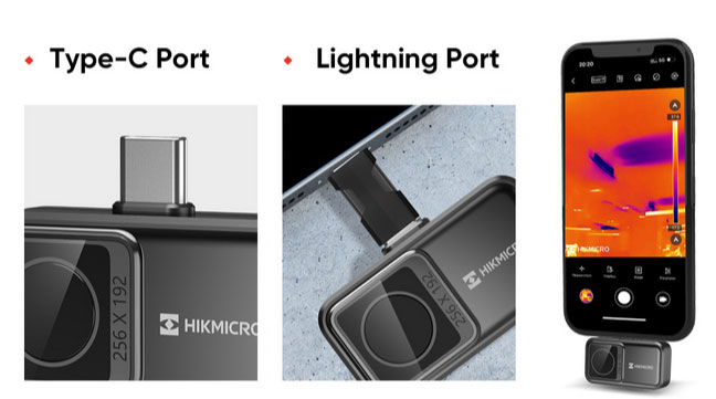 Porta Type-C e porta Lightning 